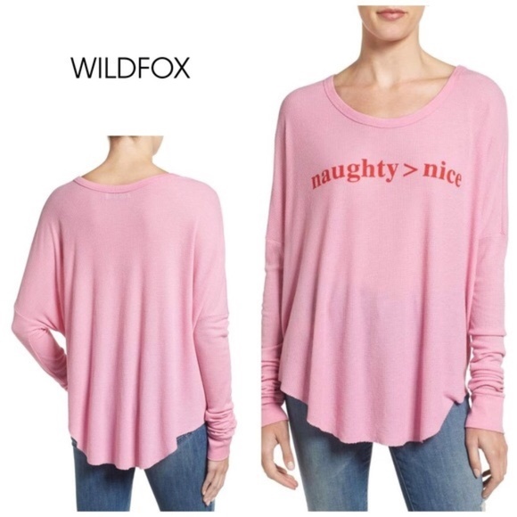 Wildfox Sweaters - Wildfox naughty>nice Graphic Waffle Knit Tee